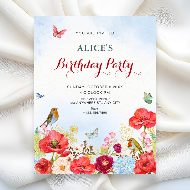 Invitation Jardin floral d'anniversaire (Créateur téléchargé)