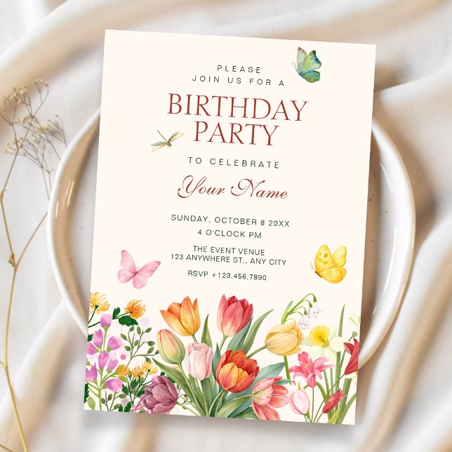 Invitation Jardin floral d'anniversaire (Créateur téléchargé)