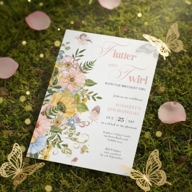 Invitation Jardin Floral de Fée Magique Anniversaire des Fill (Créateur téléchargé)