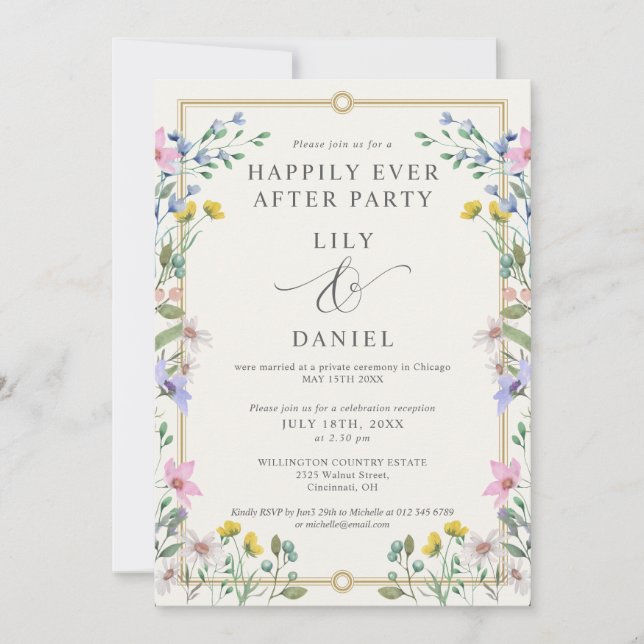 Invitation Jardin Floral de Mariage de Conte de Fées (Devant)