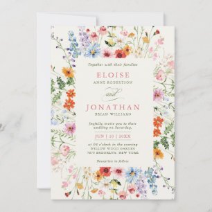 Invitation Jardin floral de mariage de prairie printanière de