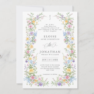 Invitation Jardin Floral de Mariage Orné de Pastel Doux de Pr