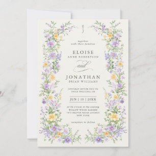 Invitation Jardin Floral de Mariage Orné de Pastels Doux de P