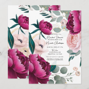 Invitation Jardin Floral de Pivoine Rose et Eucalyptus pour u