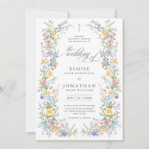Invitation Jardin Floral de Printemps Orné de Fleurs Sauvages