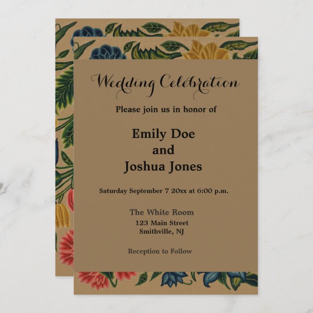 Invitation Jardin Floral Designer vintage (Devant / Derrière)