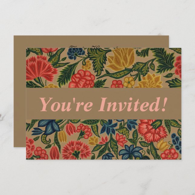 Invitation Jardin Floral Designer vintage (Devant / Derrière)