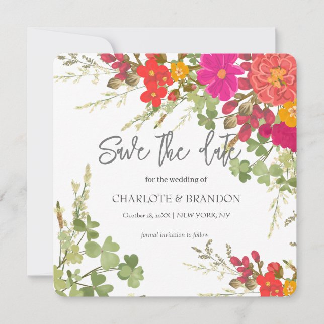 Invitation Jardin Floral d'été Mariage Fleur sauvage (Devant)