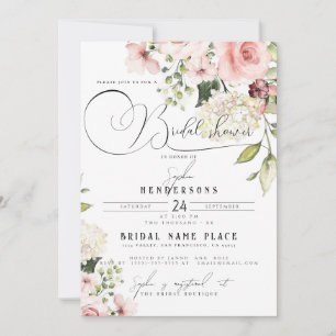 Invitation Jardin Floral Dusty Rose Fête des mariées de verdu