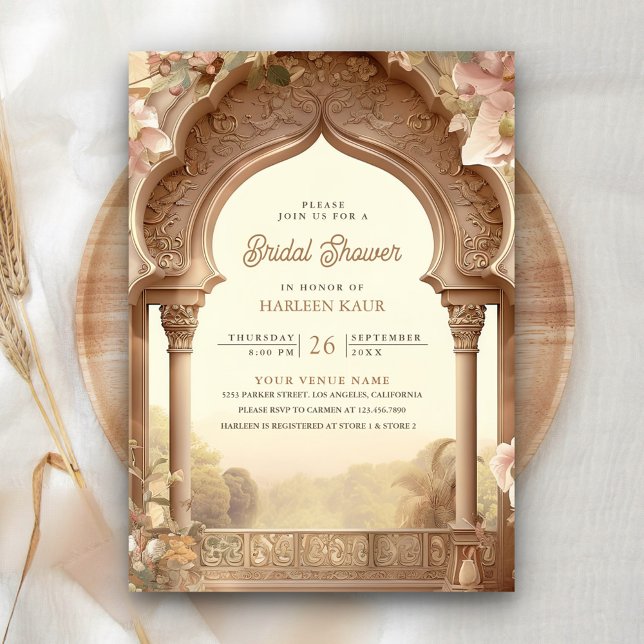 Invitation Jardin Floral Eléphant Palais Indien Enterrement d (Créateur téléchargé)