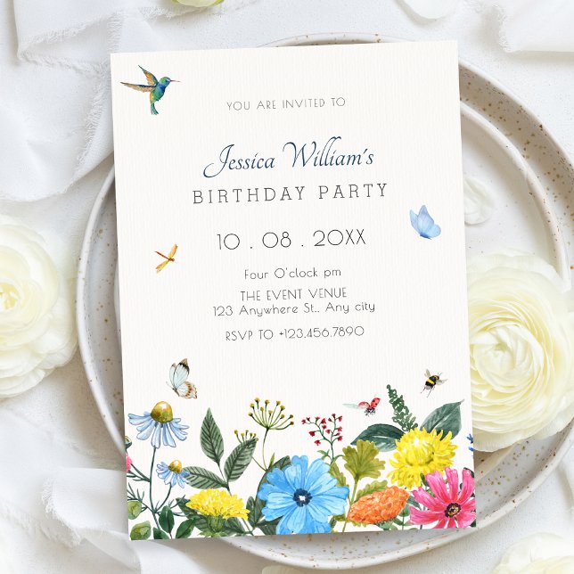 Invitation Jardin floral esthétique d'anniversaire (Créateur téléchargé)