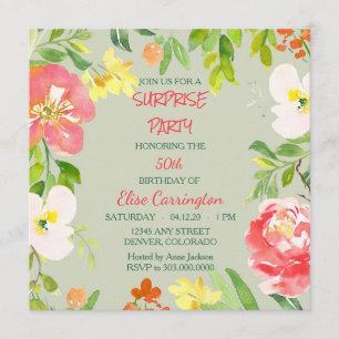 Invitation Jardin Floral Frontière Anniversaire Fête Invitati