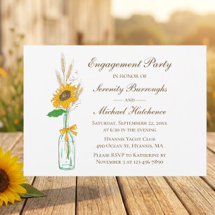 Invitation Jardin Floral Jaune Tournesol Fête de Fiançailles