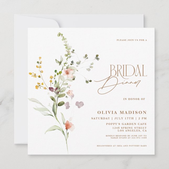 Invitation Jardin Floral Moderne de Mariage avec Écriture Scr (Devant)