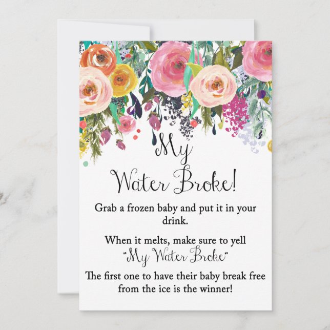 Invitation Jardin Floral My Water Broke Jeu Signal 5x7" Taill (Devant)