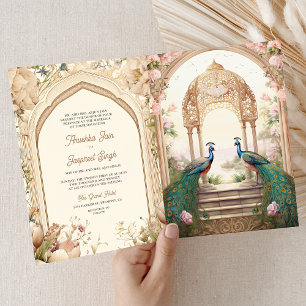 Invitation Jardin Floral Paons Palais Indien Mariage