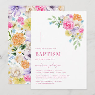 Invitation Jardin Floral Printemps Été Christening Baptême