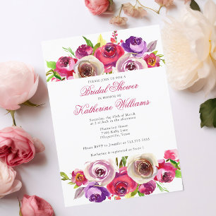 Invitation Jardin Floral rose Fuchsia Fête des mariées après-