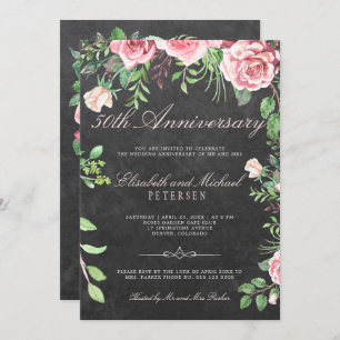 Invitation Jardin floral rustique 50e anniversaire de Mariage
