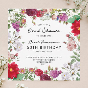 Invitation Jardin Floral sous la Douche Anniversaire par la P