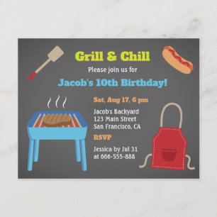 Invitation Jardin grill et réfrigération Fête d'anniversaire