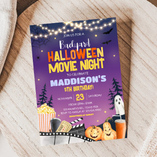 Invitation Jardin Halloween Anniversaire Soirée cinéma
