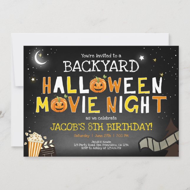 Invitation Jardin Halloween Movie Night Scanner Boy Anniversa (Devant)