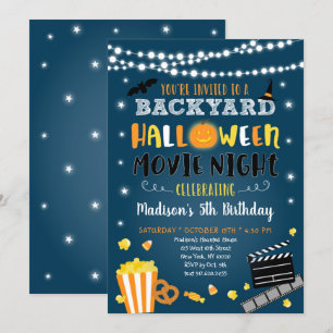 Invitation Jardin Halloween Soirée cinéma Anniversaire