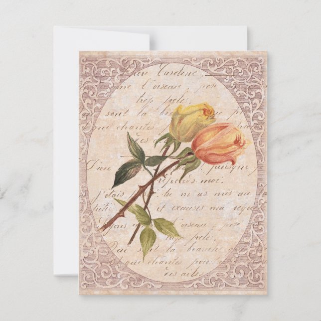 Invitation Jardin Jaune Vintage Rose Fête d'anniversaire (Devant)