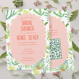 Invitation Jardin Jungle Aquarelle QR personnalisé  LUNCHEON 