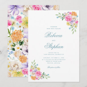 Invitation Jardin Lumineux Fête Florale Aquarelle Mariage