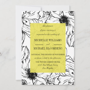 Invitation Jardin moderne jaune mariage floral