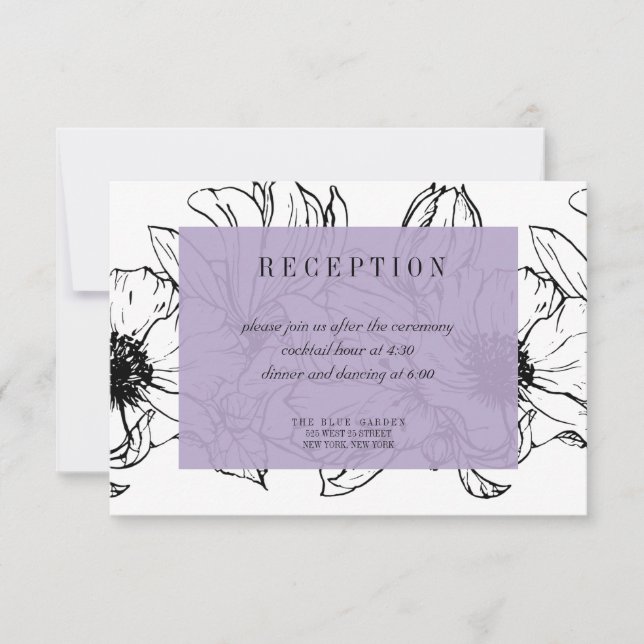 Invitation Jardin moderne | Lavande | Mariage floral RSVP (Devant)