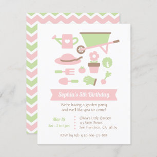Invitation Jardin moderne Outils et fête d'anniversaire Plant