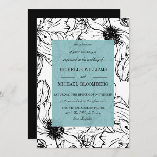 Invitation Jardin moderne   Turquoise   mariage floral