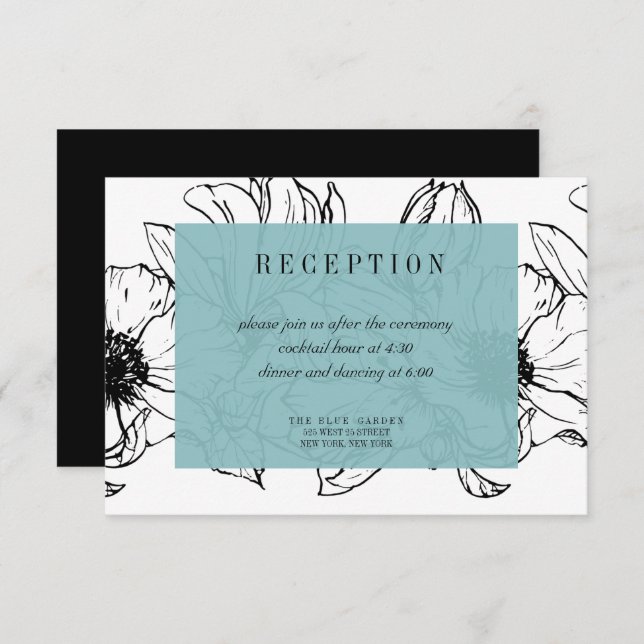 Invitation Jardin moderne | Turquoise | Mariage floral RSVP (Devant / Derrière)