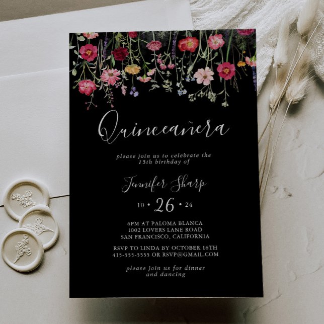 Invitation Jardin Multicolor Fleur sauvage Quinceañera (Créateur téléchargé)