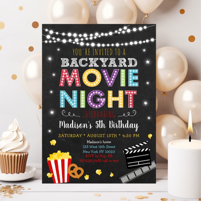 Invitation Jardin Nuit de cinéma Anniversaire (Créateur téléchargé)