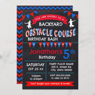 Invitation Jardin Obstacle Course Anniversaire Bash