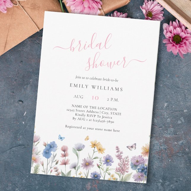 Invitation Jardin Papillons Fleurs Mariage Été (Créateur téléchargé)