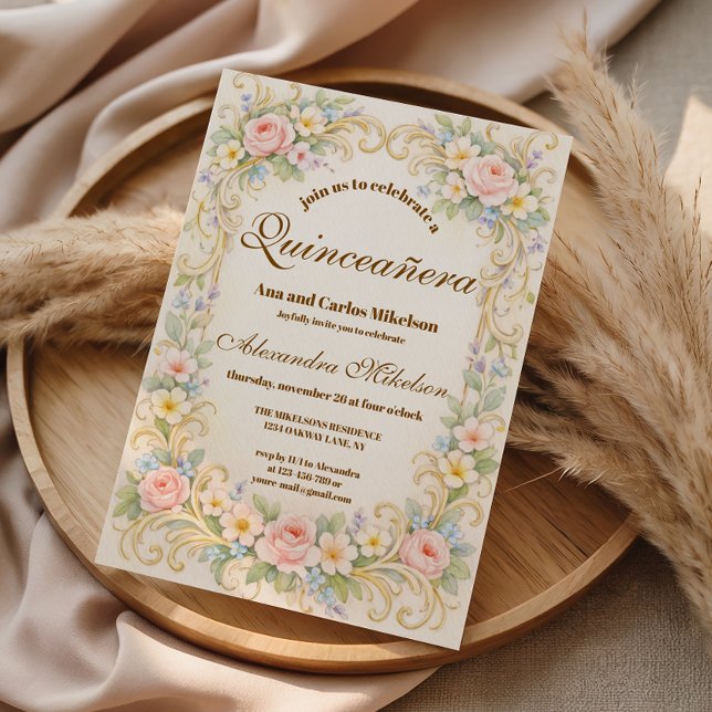 Invitation Jardin Pastel Baroque Quinceañera (Créateur téléchargé)