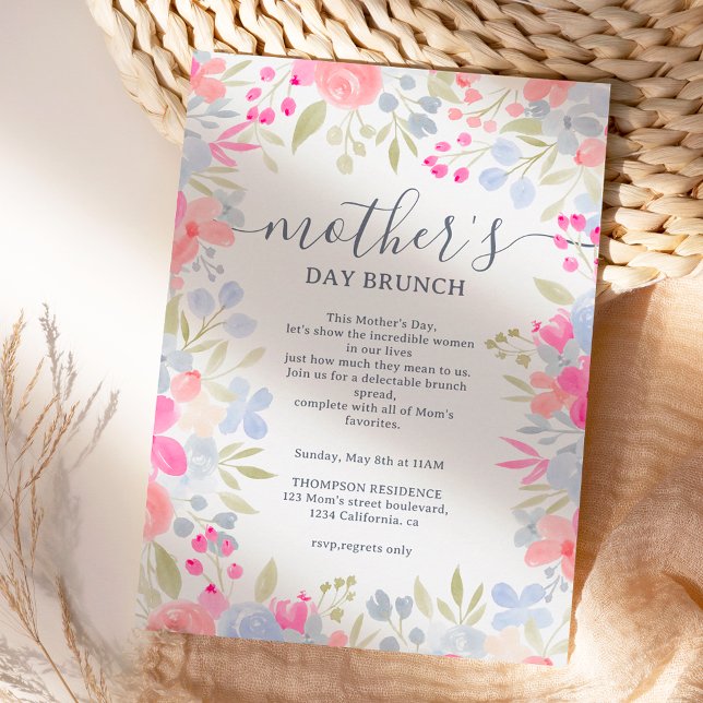 Invitation Jardin pastel fleurs sauvages brunch de la mère (Créateur téléchargé)