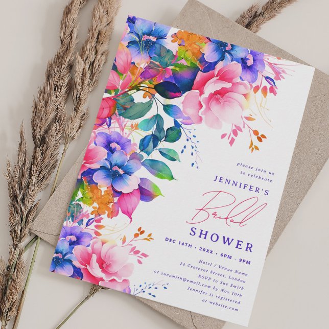 Invitation Jardin peint clair Fête des mariées florale (Bright Painted Garden Floral Bridal Shower Invitation)