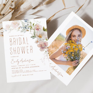 Invitation Jardin photo Fleur sauvage Boho Fête des mariées