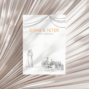 Invitation Jardin Pique-nique minimaliste Mariage noir et bla