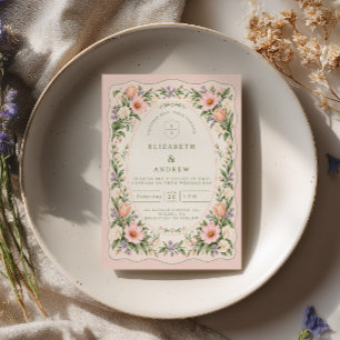 Invitation Jardin printanier floral botanique pastel