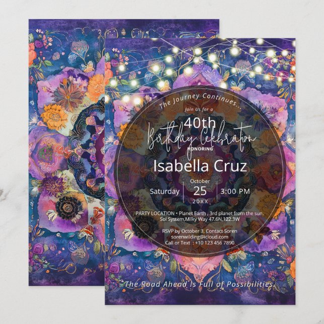 Invitation Jardin Radieux | Conception de Mandala Floral (Devant / Derrière)
