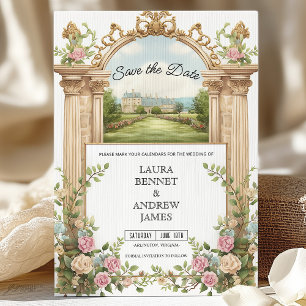 Invitation Jardin Romantique Château Arche Florale Enregistre