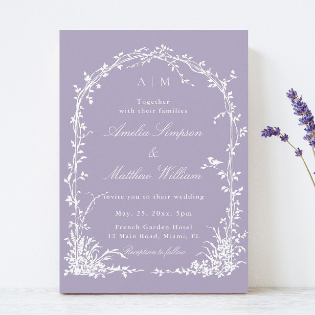 Invitation Jardin Romantique de Lavande avec Arche Botanique  (Créateur téléchargé)