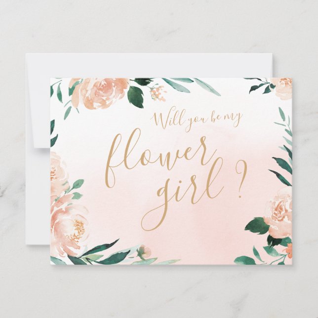 Invitation Jardin romantique floral Seras-tu ma demoiselle d' (Devant)